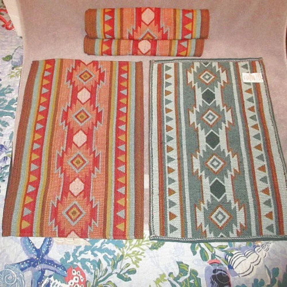 Vintage Canyon Sky Tapestry Placemats Reversible Southwestern Aztec Set Of 4